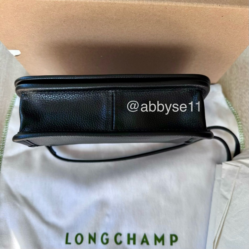 Longchamp Black Le Foulonné Leather Wallet-On-Strap XS Clutch NWT 100% Authentic - Picture 8 of 11